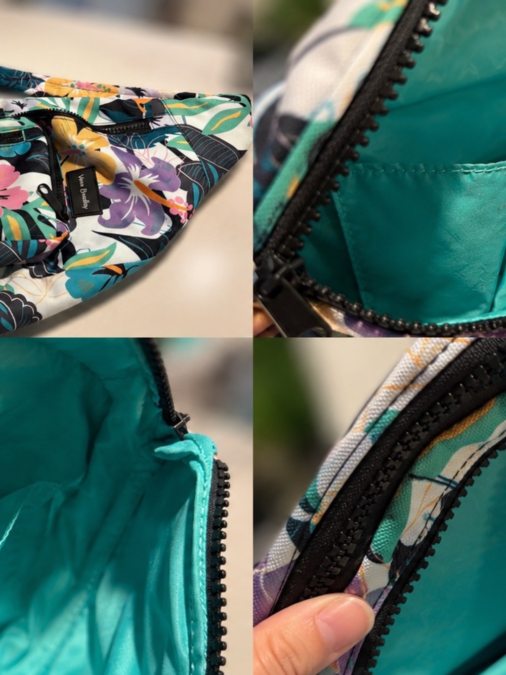 Vera Bradley Teal-Lined Floral Zip Sling Backpack - Picture 2 of 2